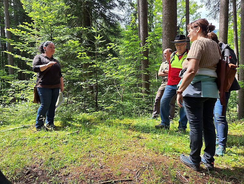 ÖBf-Revierleiterin Sabine Jungwirth mit Exkursionteilnehmer*innen (c) ÖBf