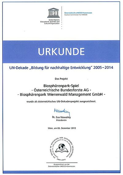 UNESCO Urkunde