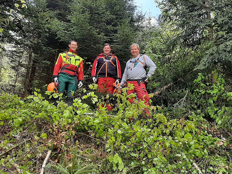v.l.n.r.: ÖBf-Forstfacharbeiter Daniel Wimmer, Gerhard Pranzl und Helmut Sager (c) ÖBf/S. Wieland
